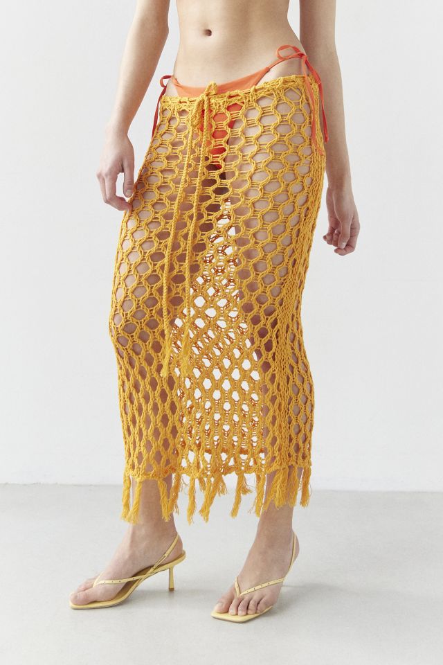 UO Estella Sheer Crochet Midi Skirt #5