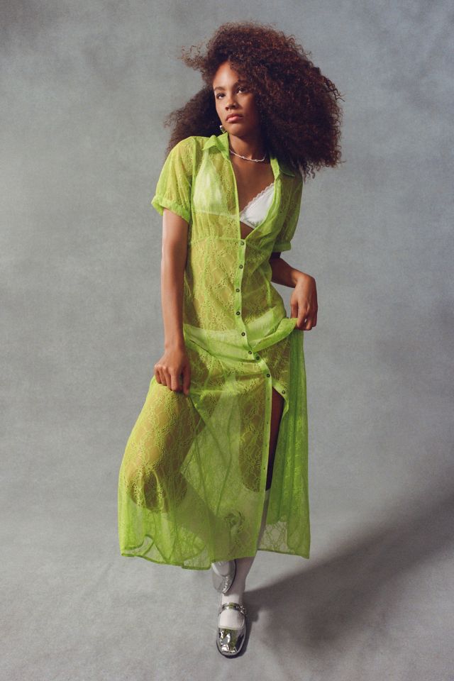 UO Connie Sheer Lace Midi Dress