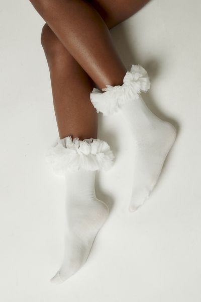 Happy Socks Marry Me Ruffle Half Crew Sock In White