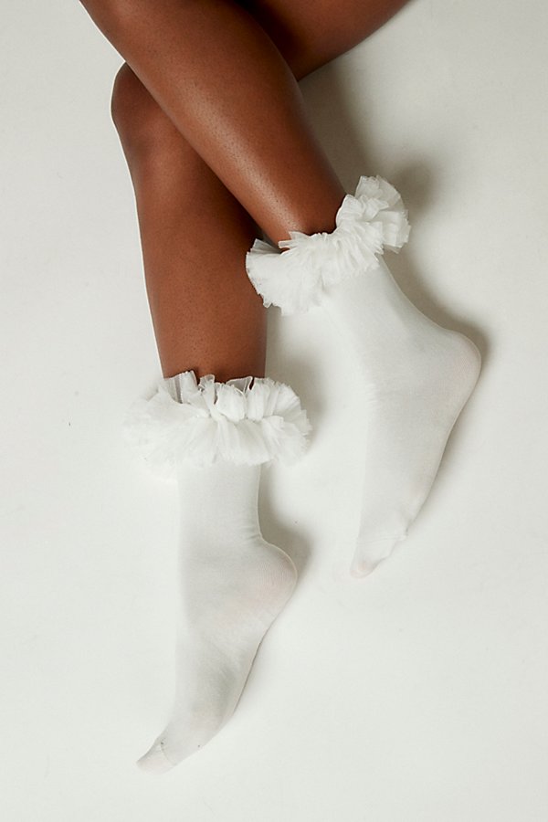 Happy Socks Marry Me Ruffle Half Crew Sock In White