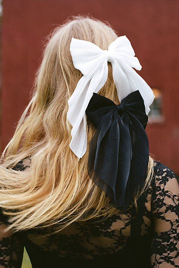 Urban Outfitters Satin Hair Bow Barrette In Black