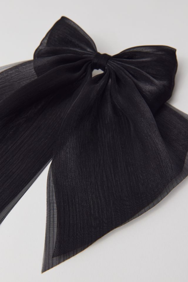 Pearls & Lace Hair Bow Barrette in Black at Urban Outfitters