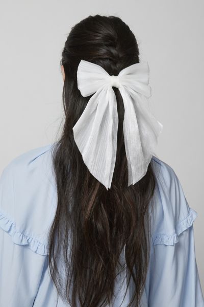 Urban Outfitters Satin Hair Bow Barrette In White