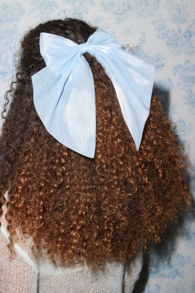 Urban Outfitters Satin Hair Bow Barrette In Blue