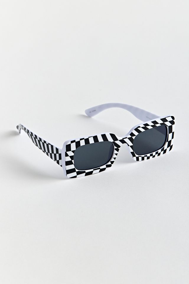 Checkerboard Rectangle Sunglasses | Urban Outfitters