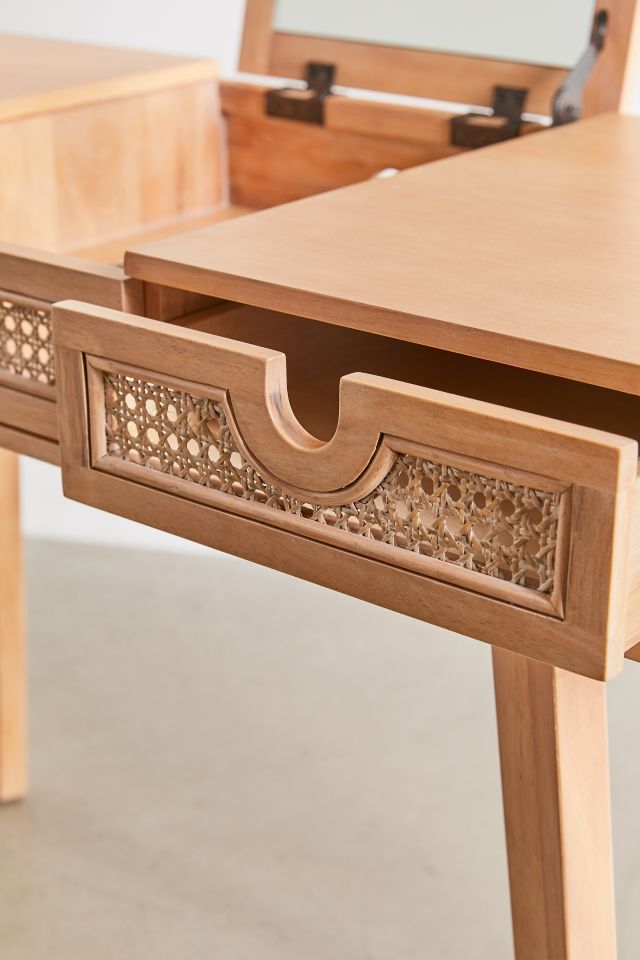 Marte Vanity - Vintage Boho Style with Cane Panels