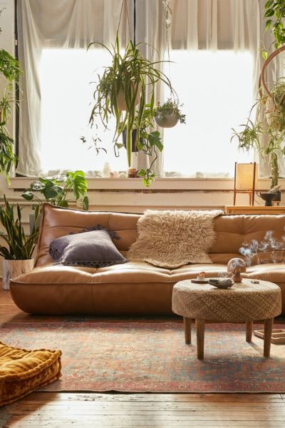 Urban Outfitters Greta Recycled Leather Xl Sleeper Sofa