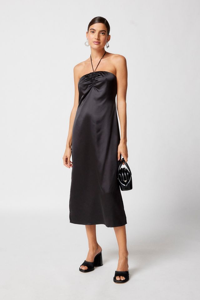 UO Brittney Satin Halter Midi Dress | Urban Outfitters