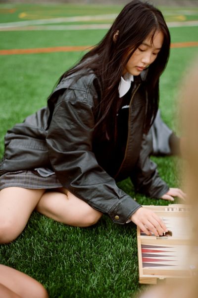 Bdg Sean Faux Leather Harrington Jacket In Black