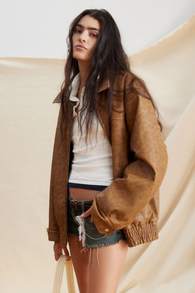 BDG Urban Outfitters Vintage Longline Faux Leather Shearling