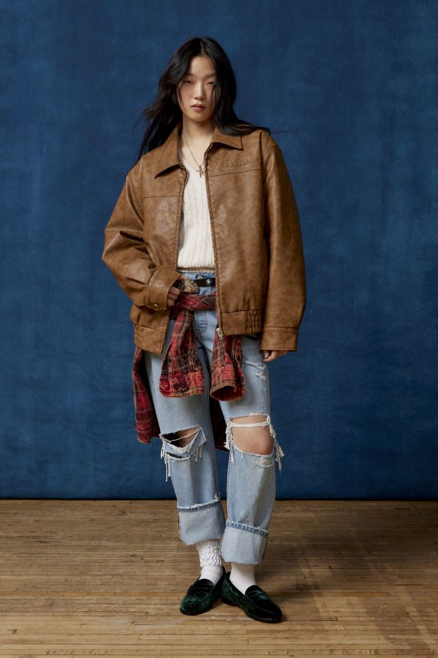 BDG Urban Outfitters Vintage Longline Faux Leather Shearling