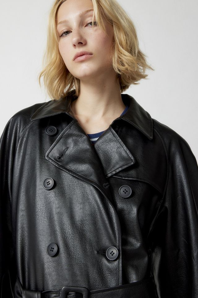 UO Clara Faux Leather Trench Coat #1