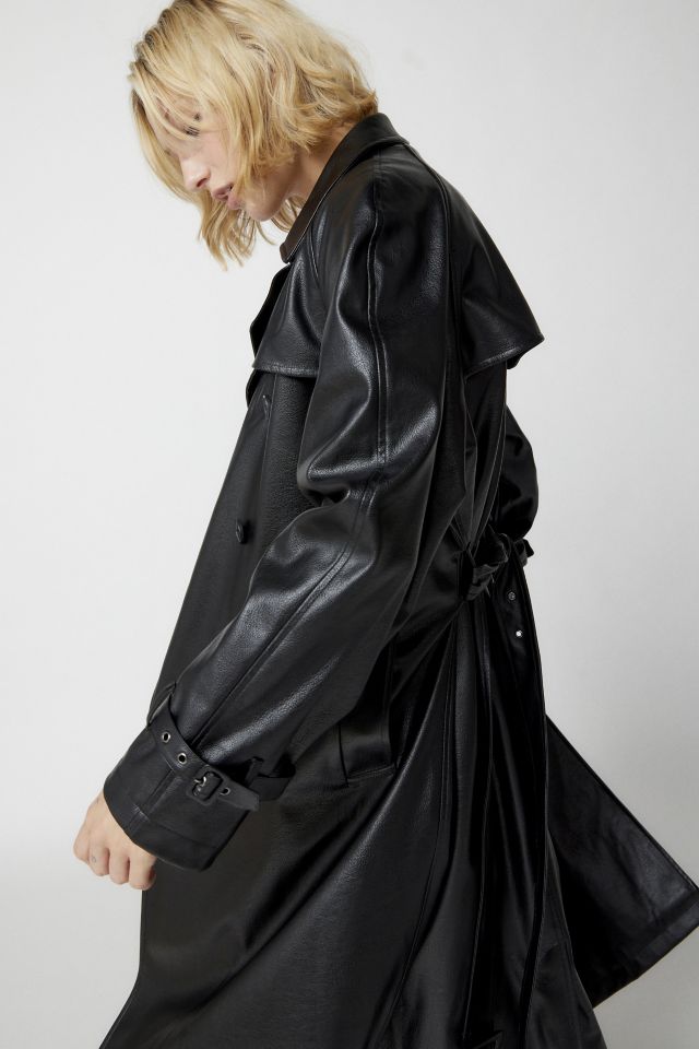 UO Clara Faux Leather Trench Coat #3