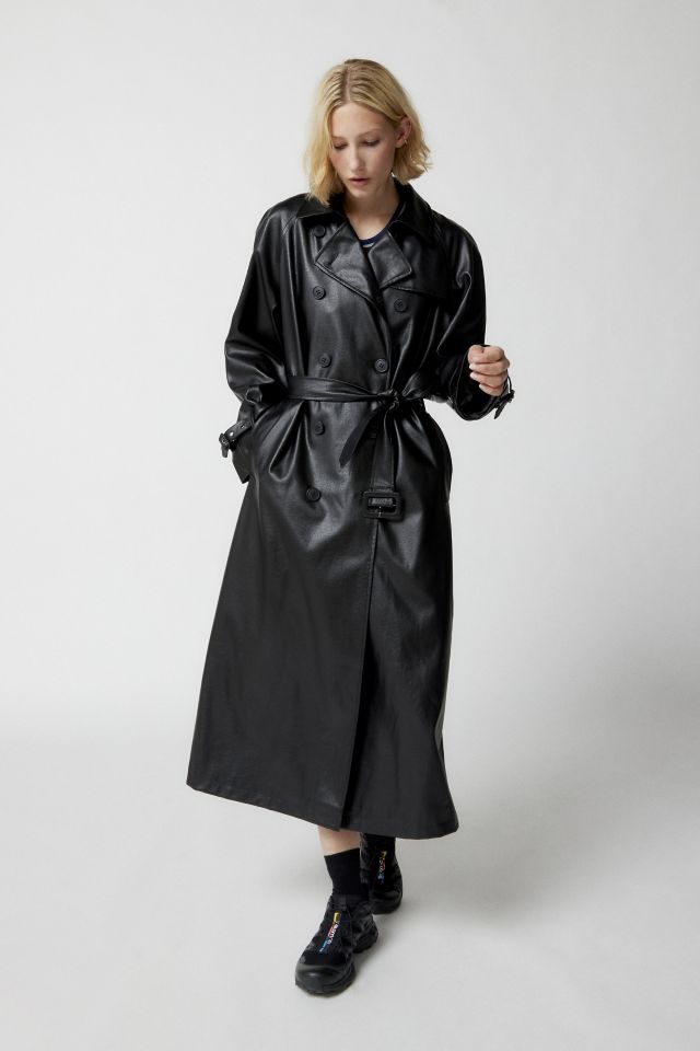 UO Clara Faux Leather Trench Coat #4