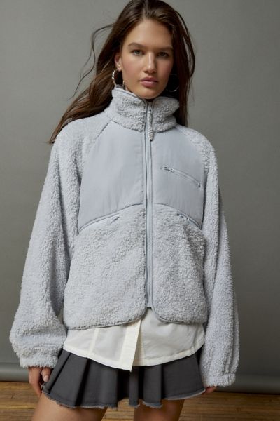 Bdg Chuck Fleece Zip-up Jacket In Light Blue