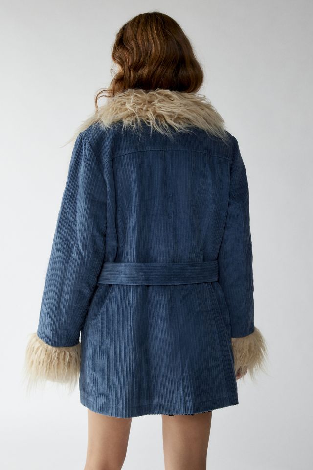 UO Tasha Faux Fur Corduroy Coat