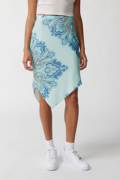 UO Kali Paisley Asymmetrical Midi Skirt