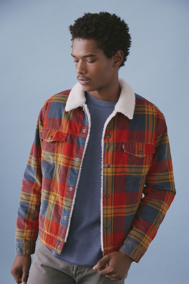 Levi s red discount plaid sherpa jacket