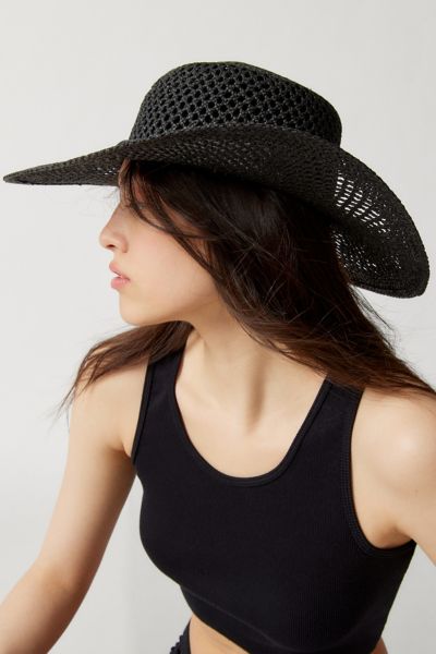 Urban Outfitters Lucia Straw Panama Hat In Black