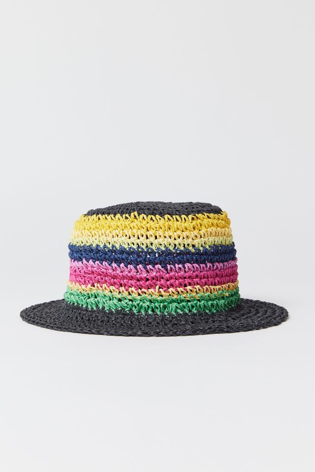 Striped Straw Bucket Hat #1