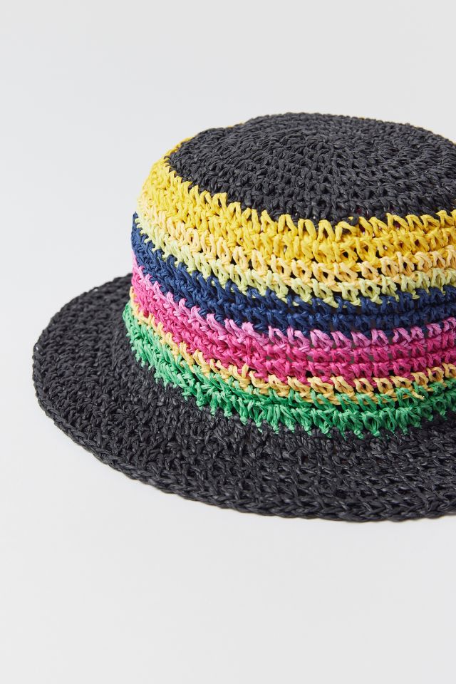 Striped Straw Bucket Hat #2