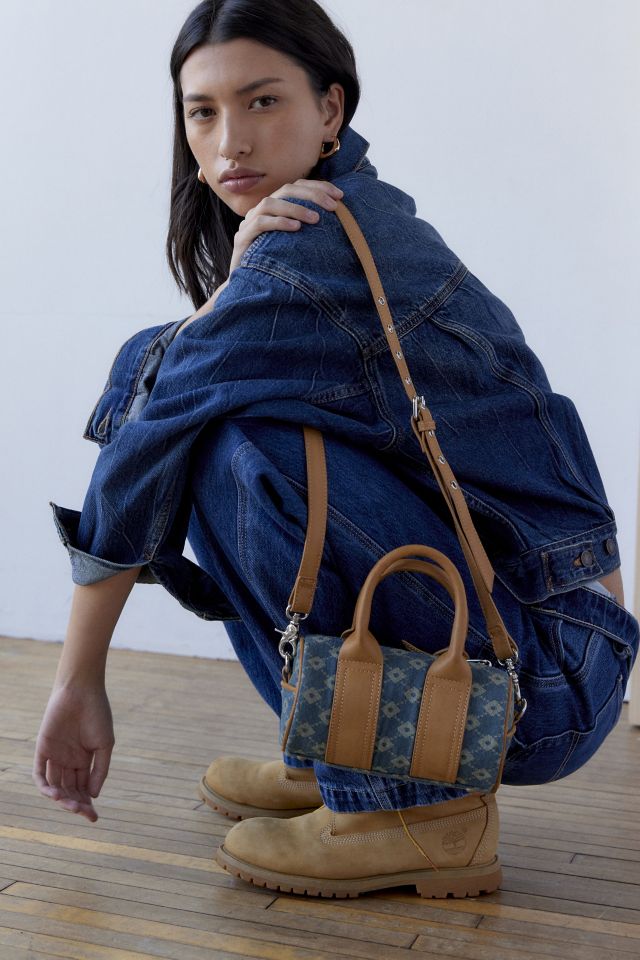 Silence + Noise Jamison Denim Jacquard Mini Barrel Bag