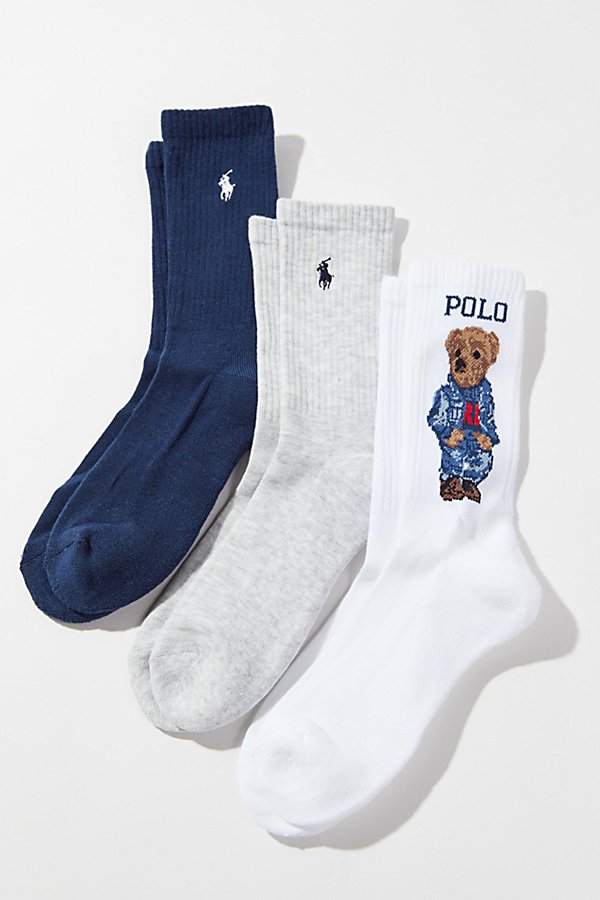 Polo Ralph Lauren Kids' Americana Sport Bear Sock 3-pack In Multicolor