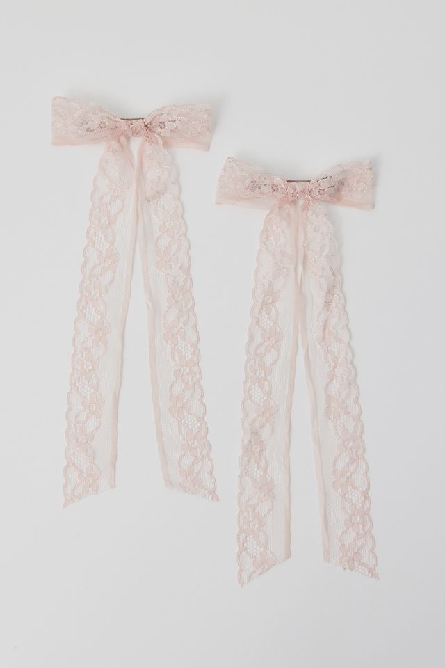 Lace Bow Barrette Set #1