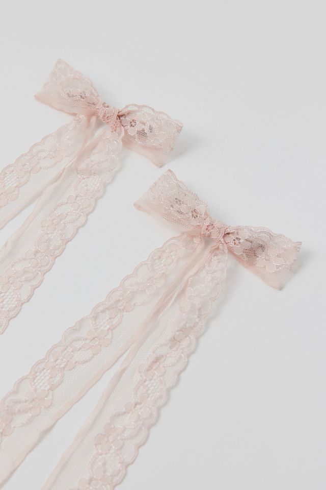 Lace Bow Barrette Set #2