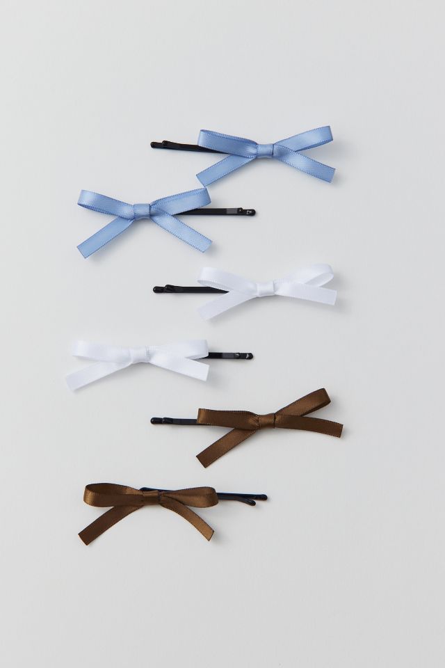 Satin Bow Hair Slide 6-Pack Set #1