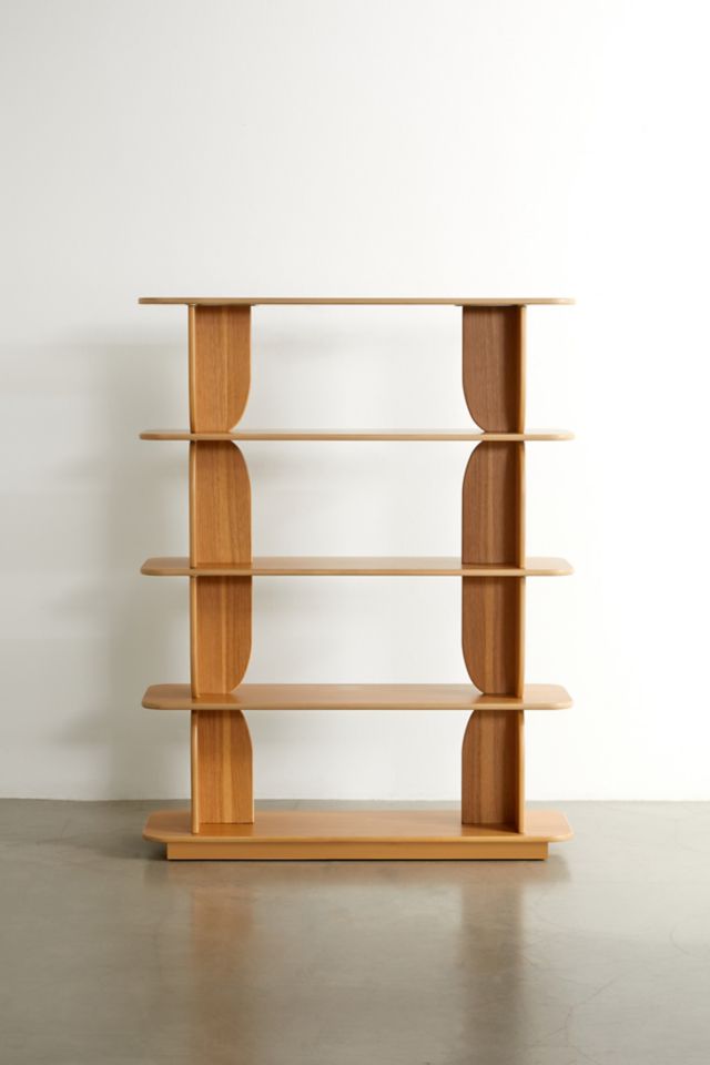 Silas Retro-Modern 5-Tier Bookshelf - Beige