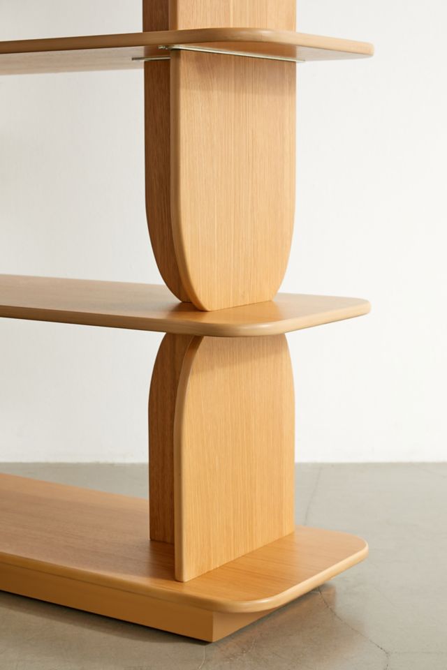 Silas Retro-Modern 5-Tier Bookshelf - Beige