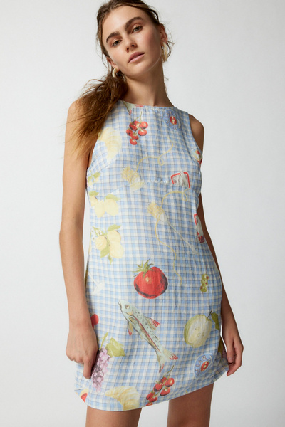 charlotte linen printed shift dress Women's Shift Dress in Green Floral Print from Crew Clothing Company