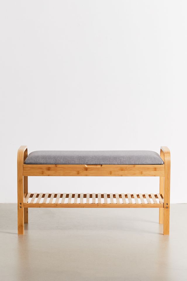 Upholstered Bamboo Storage Bench Urban Outfitters