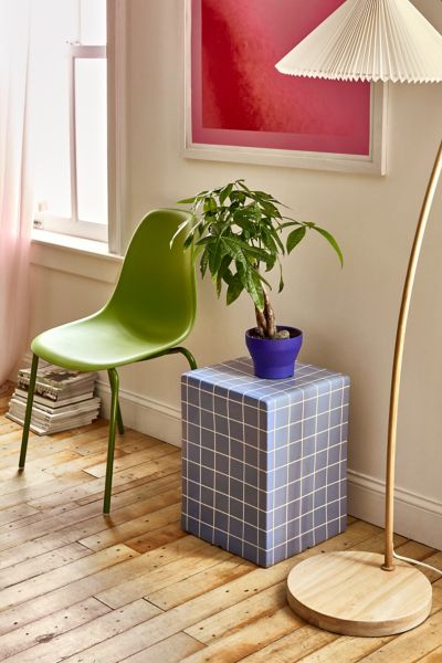 Urban Outfitters Short Tiled Indoor/outdoor Side Table/nightstand In Sky