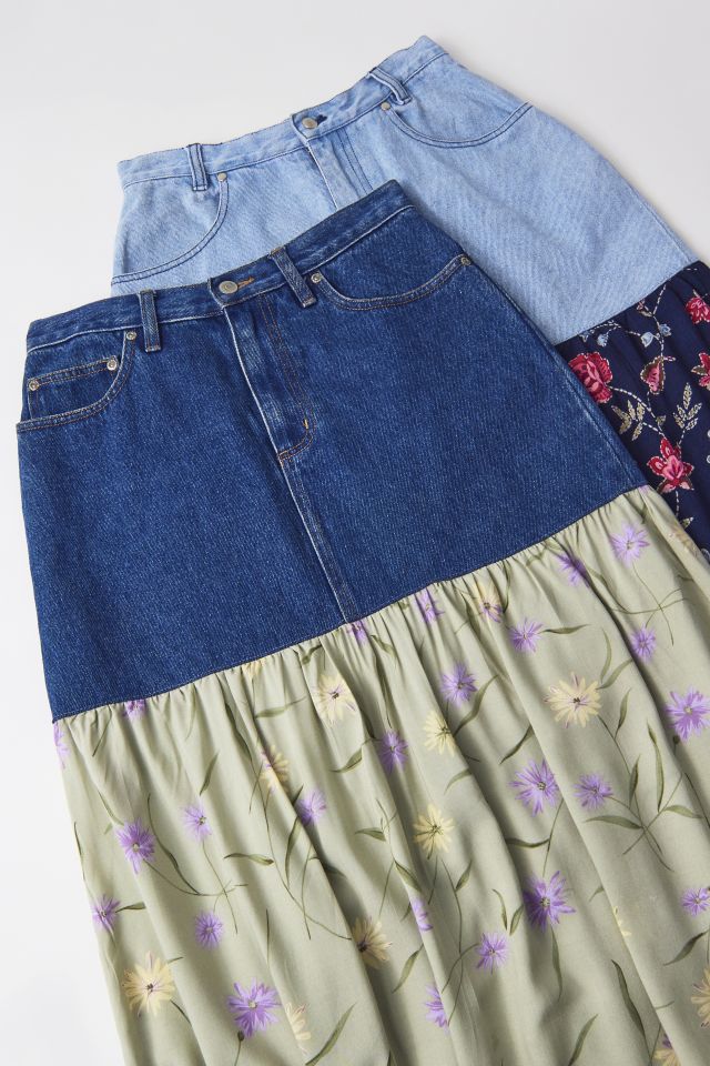 Urban Renewal Remade Denim Floral Maxi Skirt #1