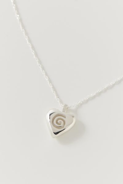 Heart Swirl Locket Necklace Sterling Silver