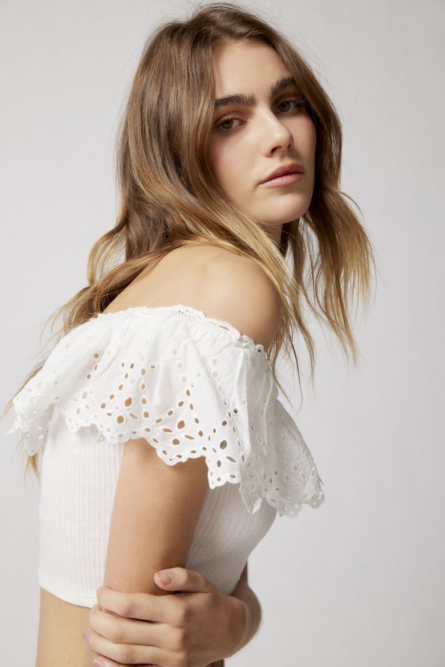 UO Phoebe Off-The-Shoulder Eyelet Blouse #2