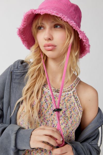 Urban Outfitters Mya Frayed Edge Bucket Hat In Pink