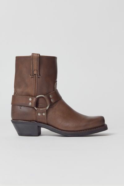 Frye Leather Short Harness Moto Boots In Smoke