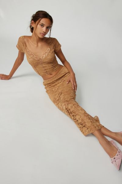 Sequin Lace Layered Midi Skirt - Women - Ready-to-Wear