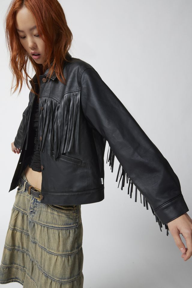 Wrangler Faux Leather Fringe Jacket