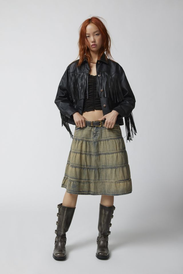 Wrangler Faux Leather Fringe Jacket 