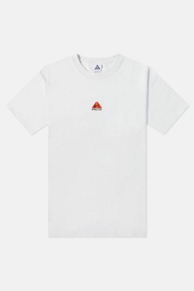 Nike Acg Logo Embroidered Pattern Loose Round Neck Short Sleeve White In White