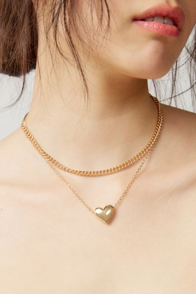 Heart Layering Choker Necklace Urban Outfitters Canada 0888