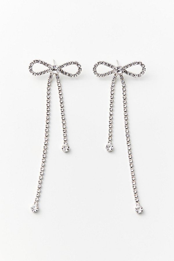 Urban Outfitters Rhinestone Bow Earring In Silver