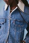 Runcati Heren Jeansjas Fleece Denim Trucker Jas Vintage Casual Overgangsjas Warm Fluffy Winter Outdoor Jassen met Knoopsluiting, blauw, M