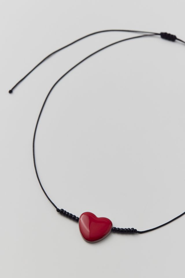 Ceramic Heart Corded Choker Necklace #1