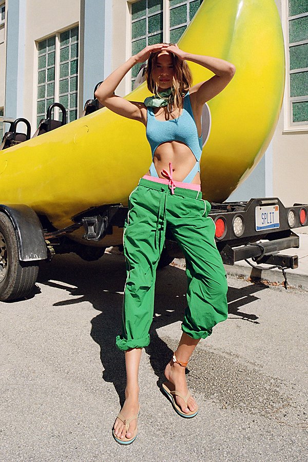 Bdg Jess Nylon Track Pant In Green, Women's At Urban Outfitters