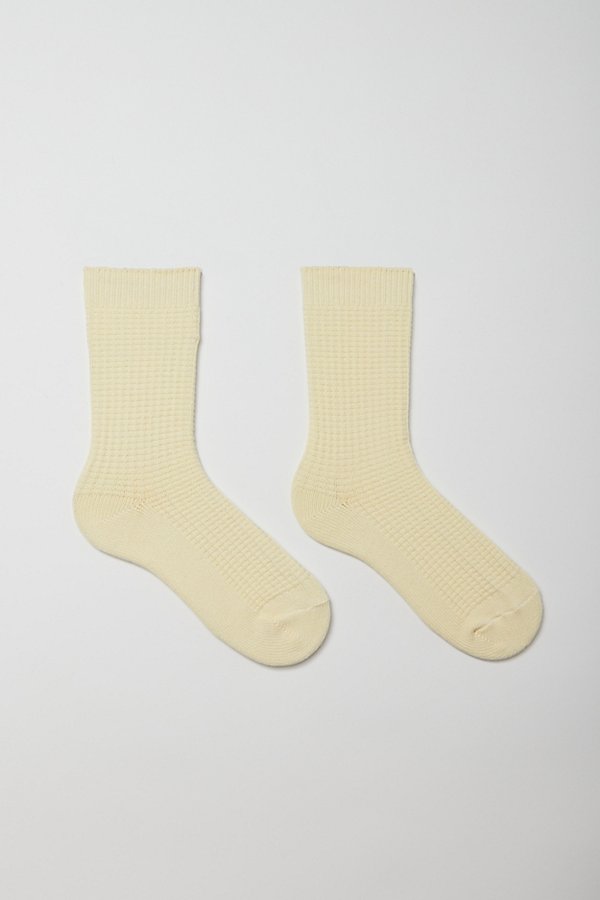 Urban Outfitters Waffle Crew Sock In Cream, Men's At
